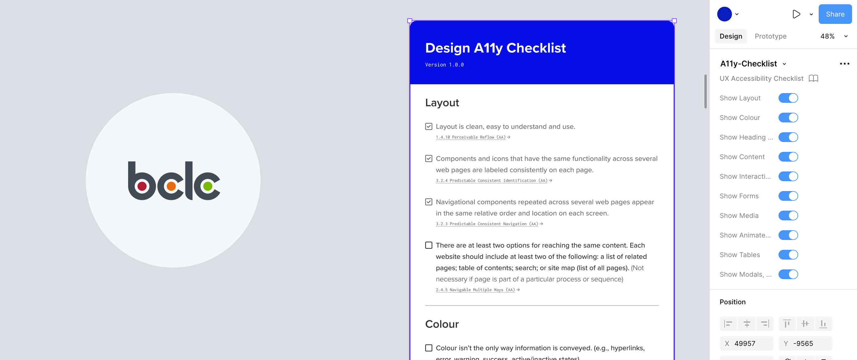 Figma component on figma with right tool bar visible showing all the components boolean options.